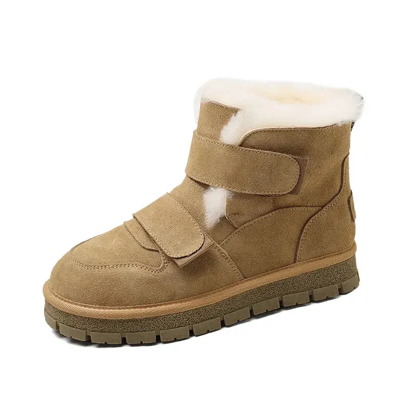 Leather Winter Snow Boots with Wool for Women Maxct