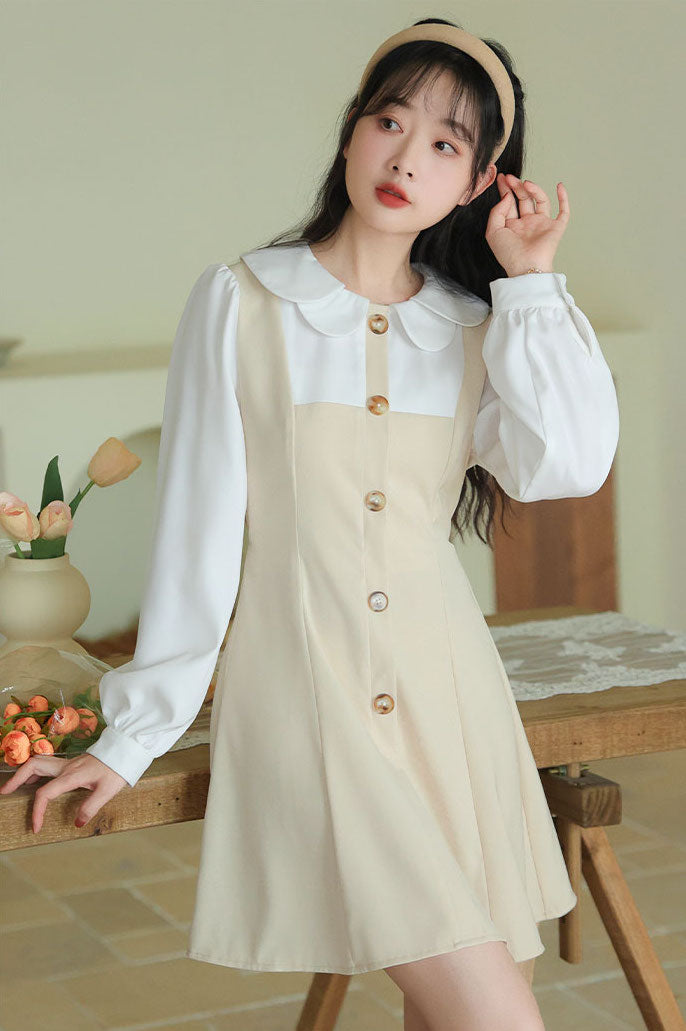 Scallop Collar Twofer Mini Dress Maxct