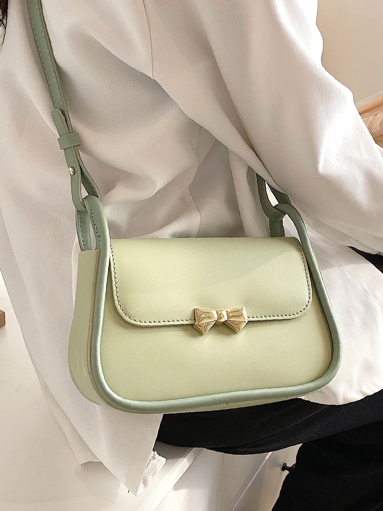 Bag For Love - Bow Decor Flap Saddle Bag  - Women Maxct Bags