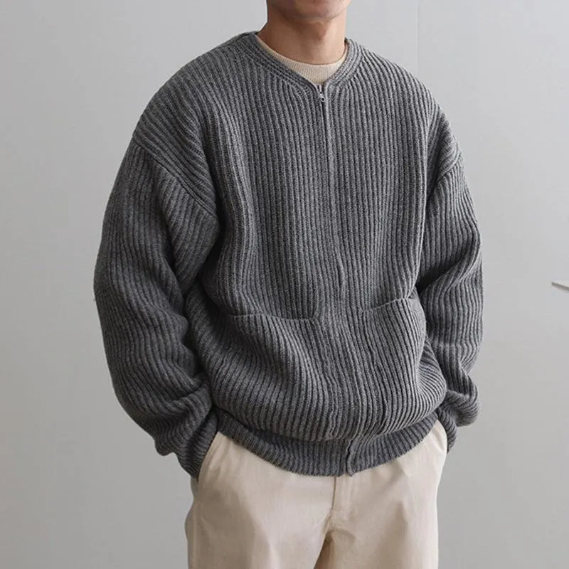 Maxct -  KNITTED ROUND-NECK CARDIGAN SWEATER