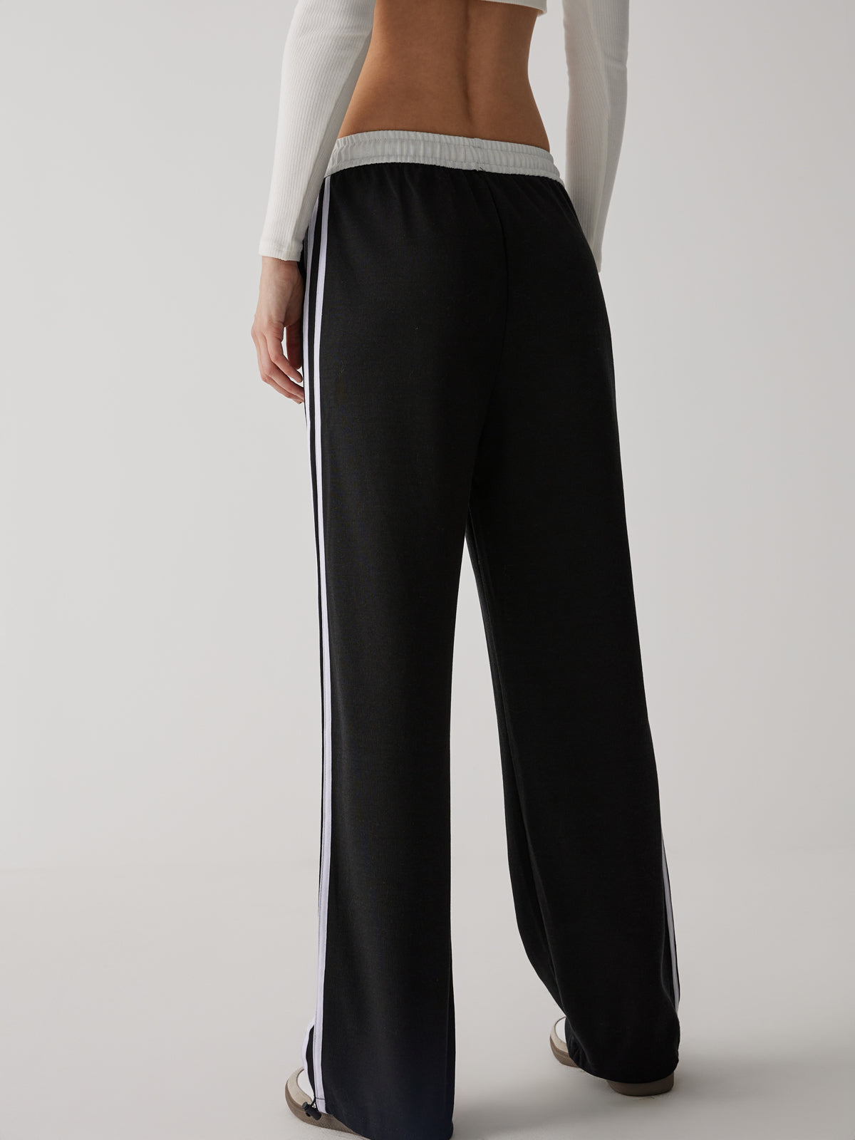 Maxct Contrast Waist Wide Leg Pants