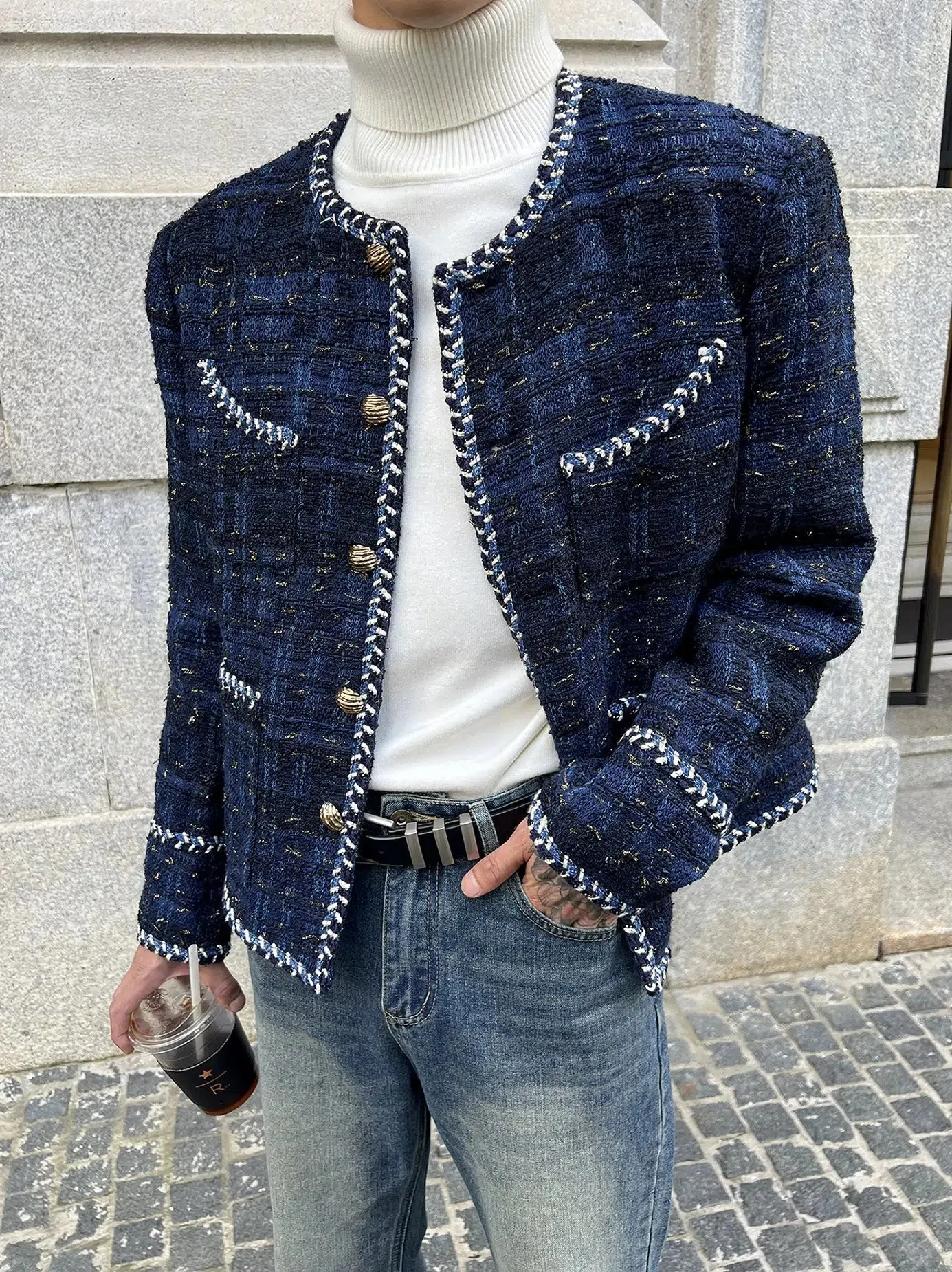 Maxct Braided Round Neck Tweed Jacket