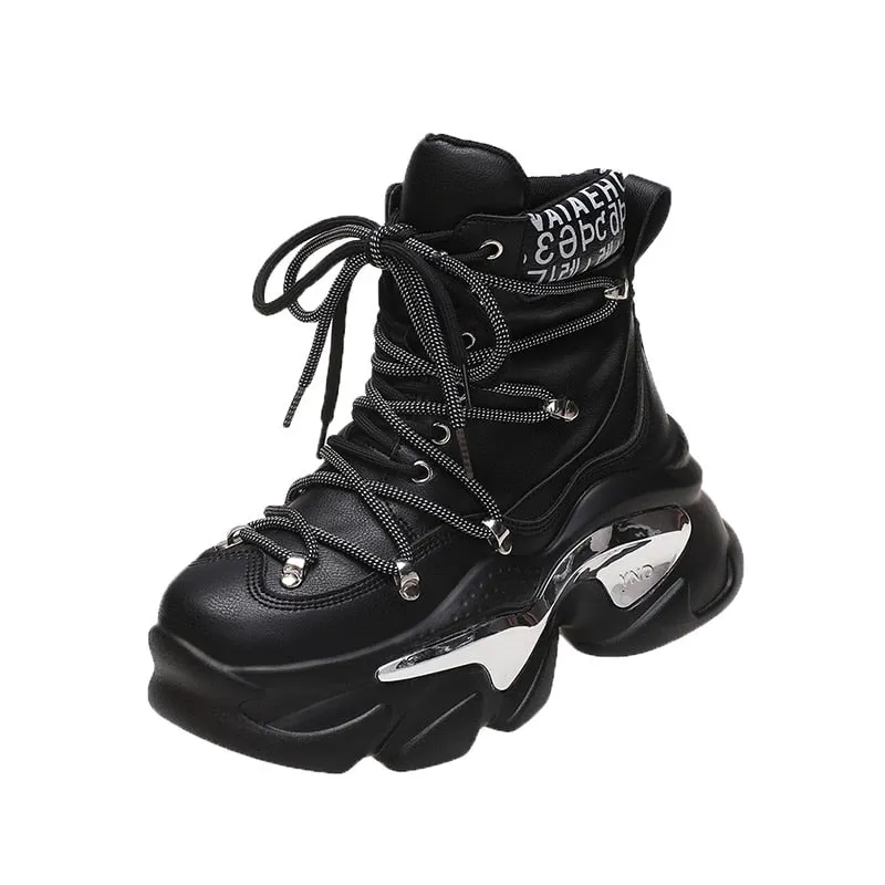 Women's High Platform Motorcycle Boots Maxct