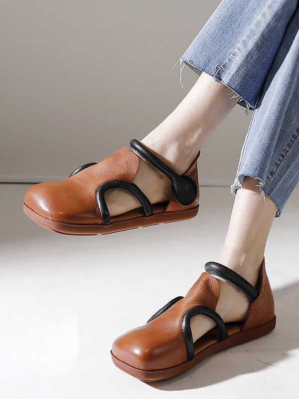 Vintage Niche Leather Flat Sandals Maxct
