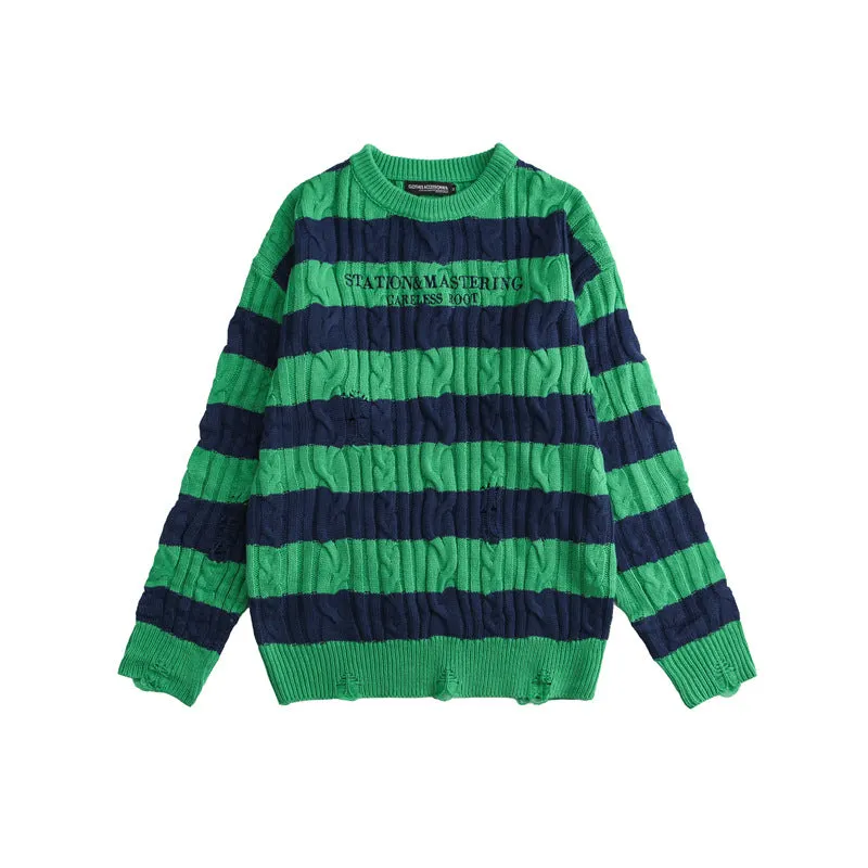 Maxct Chunky Striped Sweater Knit Top