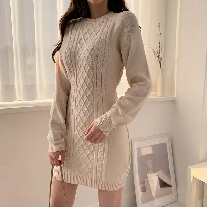 Ribbed Bodycon Mini Sweater Dress Maxct