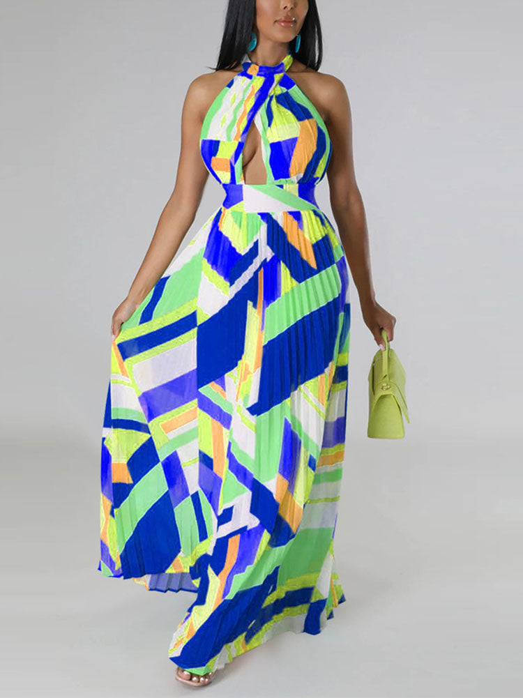 Halter Pleated Maxi Dress Maxct