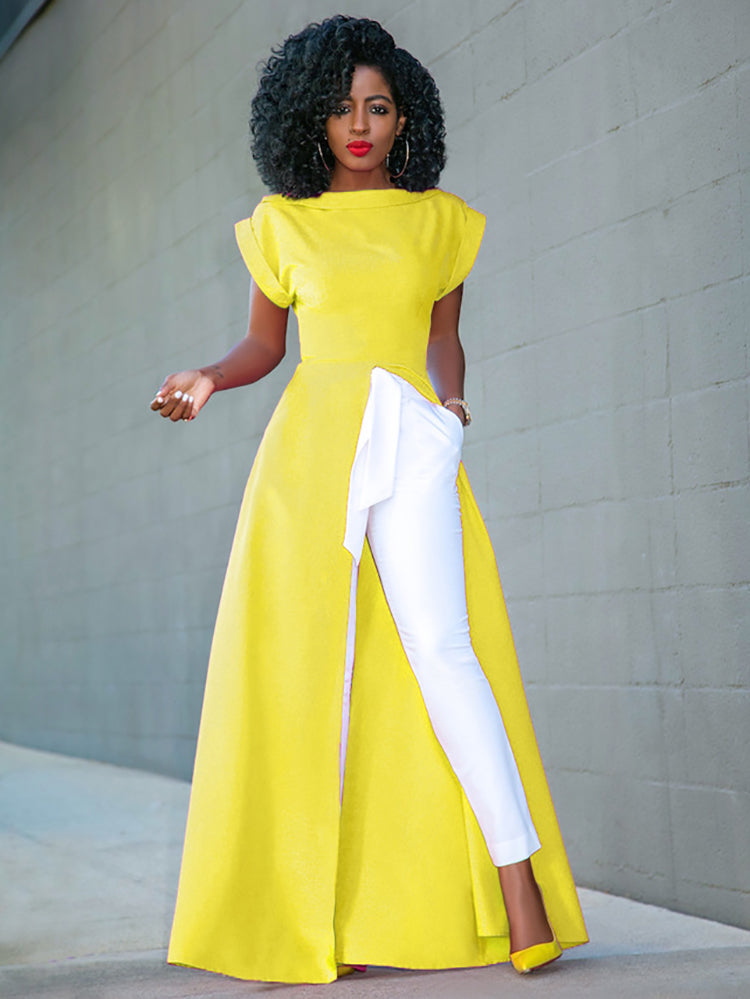 High Split Solid Maxi Dress Maxct