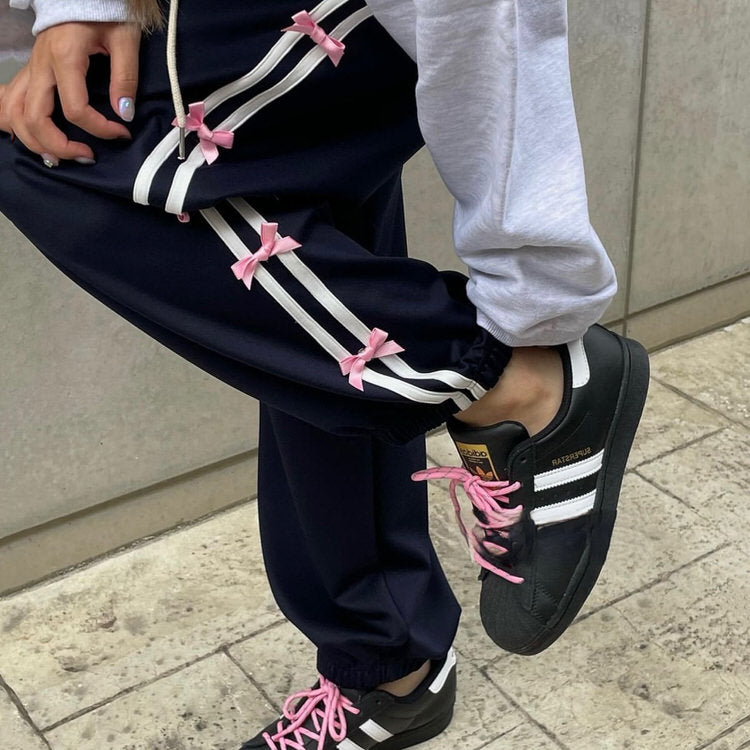 Coquette Bows Side Stripe Pants Maxct