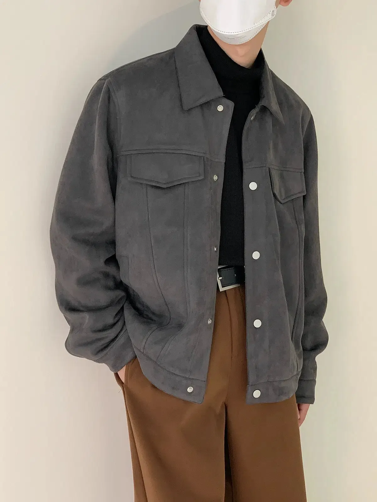 Maxct Side Seam Pocket Suede Jacket