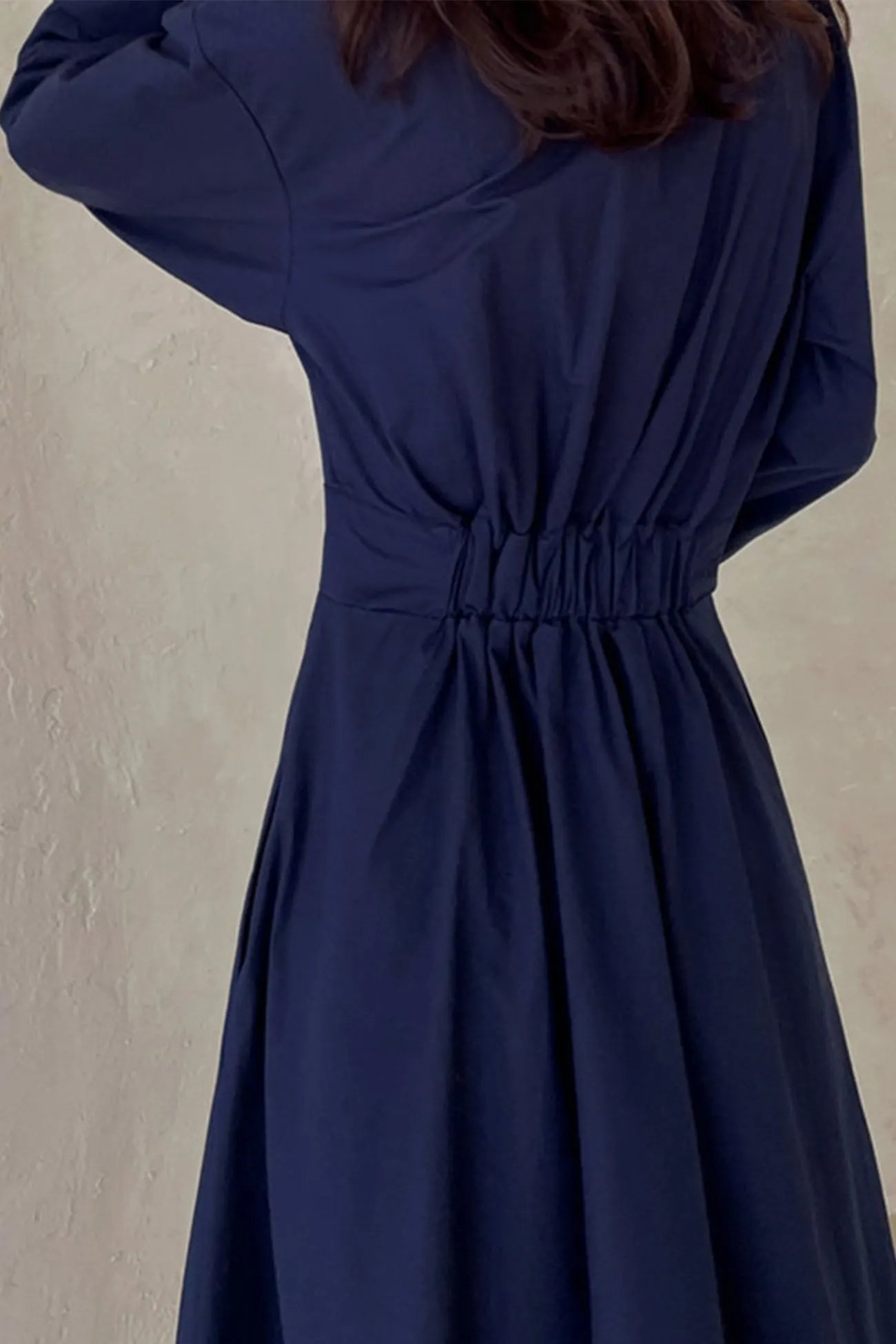 Maxct Cotton Long Sleeve A-Line Shirt Midi Dress