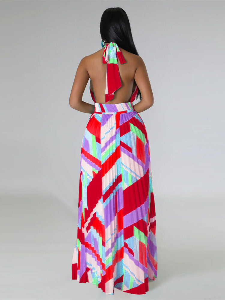 Halter Pleated Maxi Dress Maxct