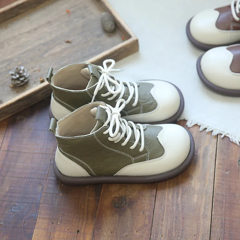 Women Autumn Leather Casual Flat Ankle Boots