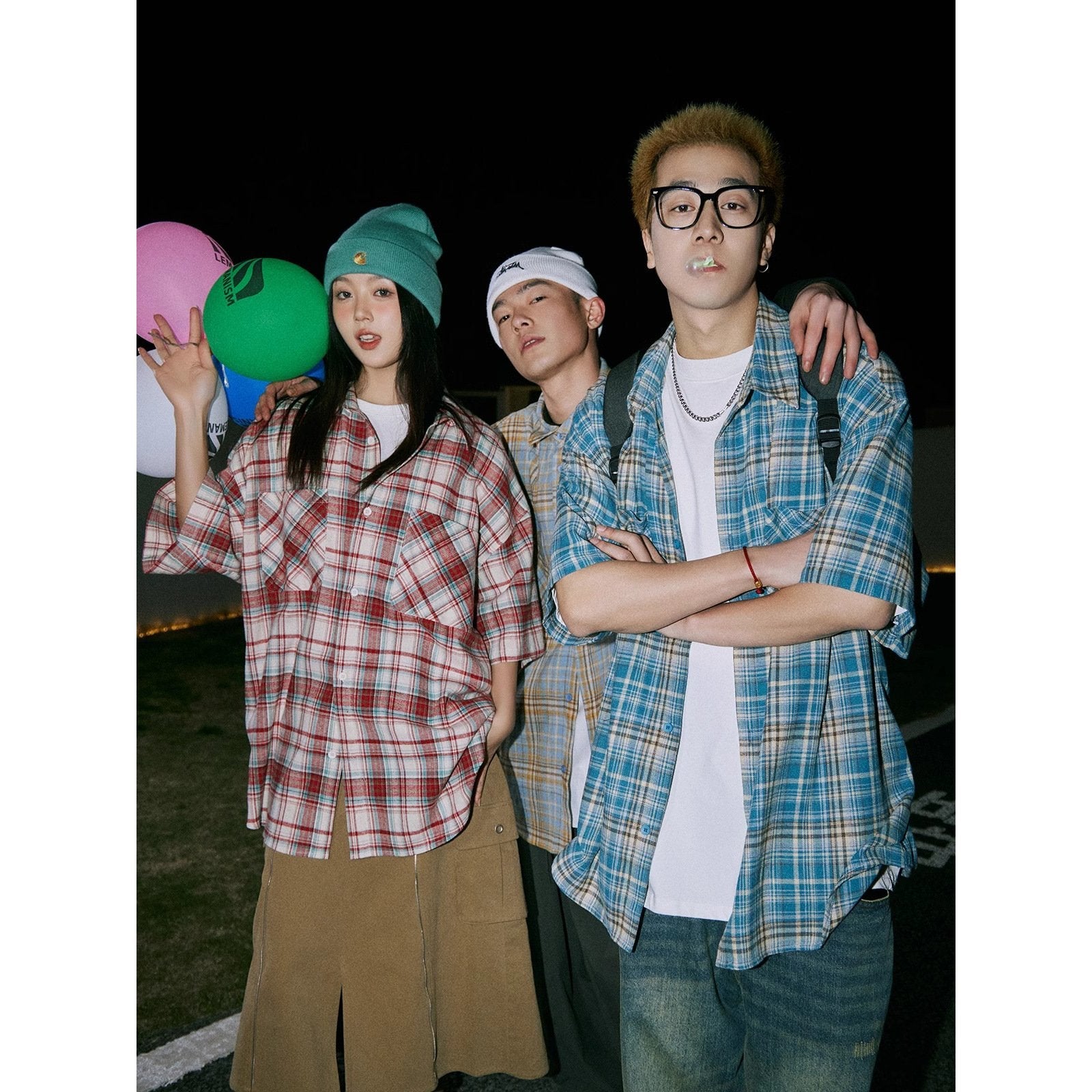 Maxct 90s Streetwear Japanese Niche Plaid Short-sleeved Shirt Men's Summer New Loose Trendy Brand All-match Shirt Couple's Coat Top