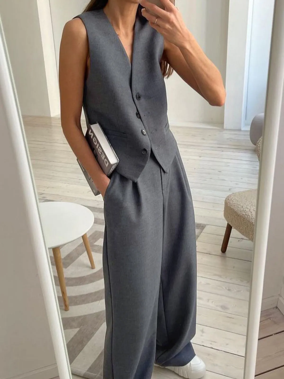 Maxct Solid Structured Suit Pants
