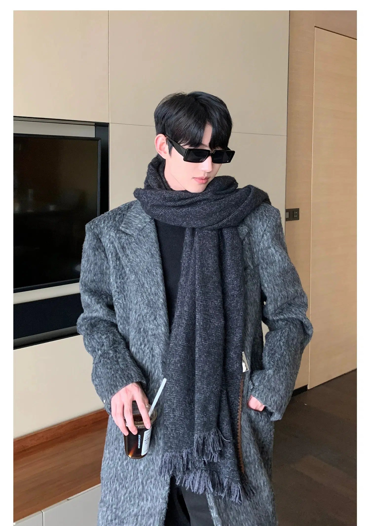 Maxct Mid-length Shoulder Padded Woolen Coat