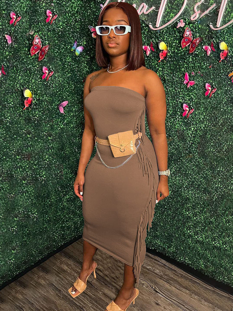 Tassels Bodycon Midi Dress Maxct