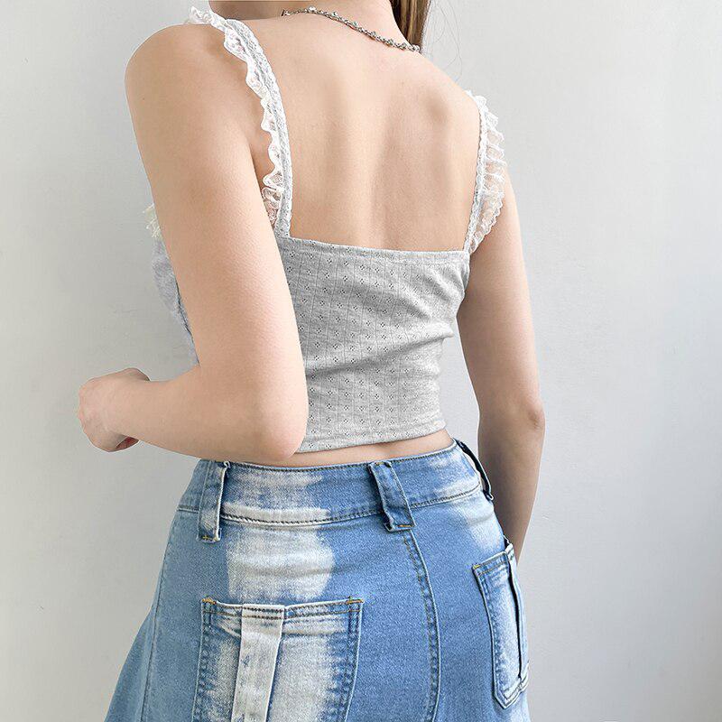 Maxct &Coquette Lace Trimming Crop Top