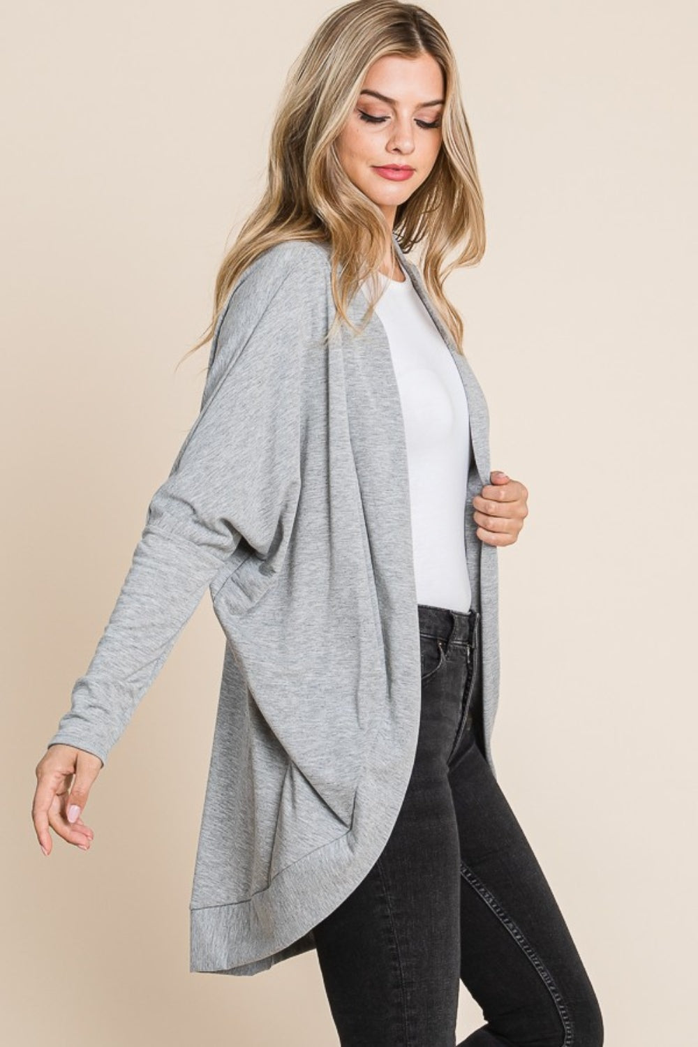 Maxct &BOMBOM Open Front Long Sleeve Cocoon Cardigan