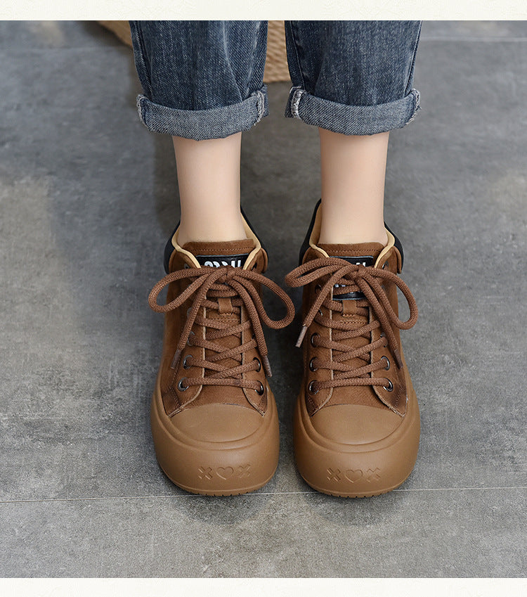 Vintage Leather Lace-Up Short Boots Maxct