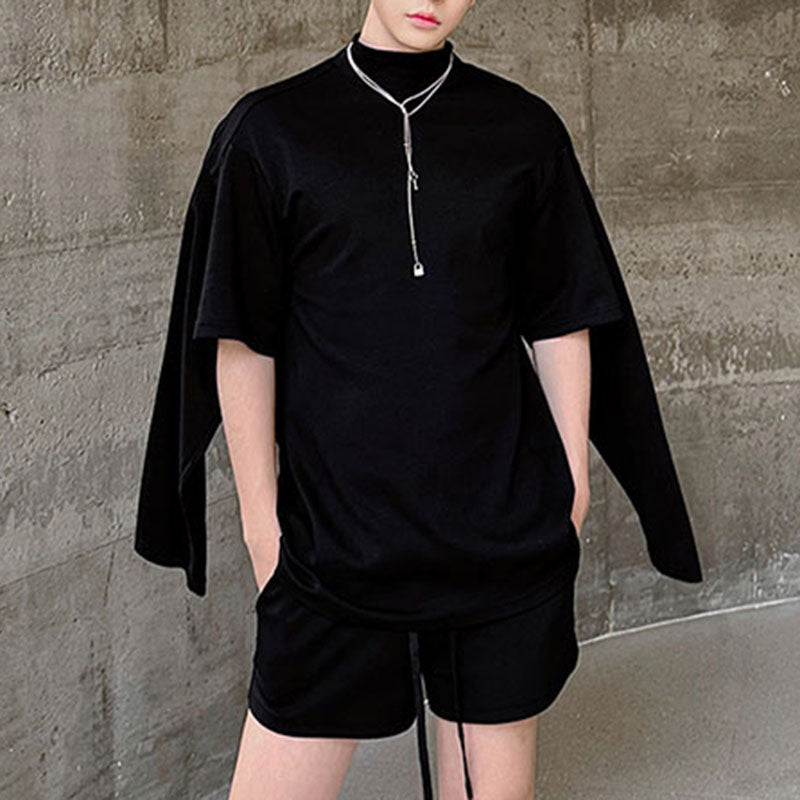 Maxct Multi-sleeve Sweatshirt and Shorts Two-piece Set