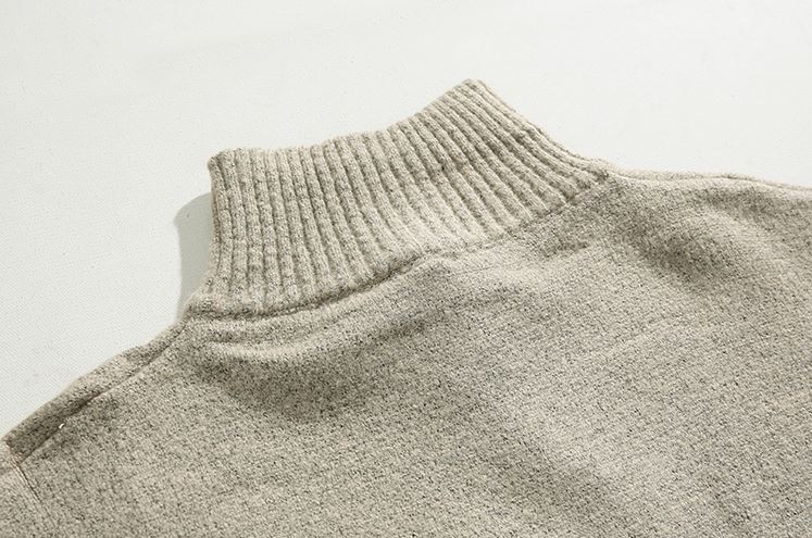Maxct 5555 Knitted Half Turtleneck Collar Half Zip-Up Sweater