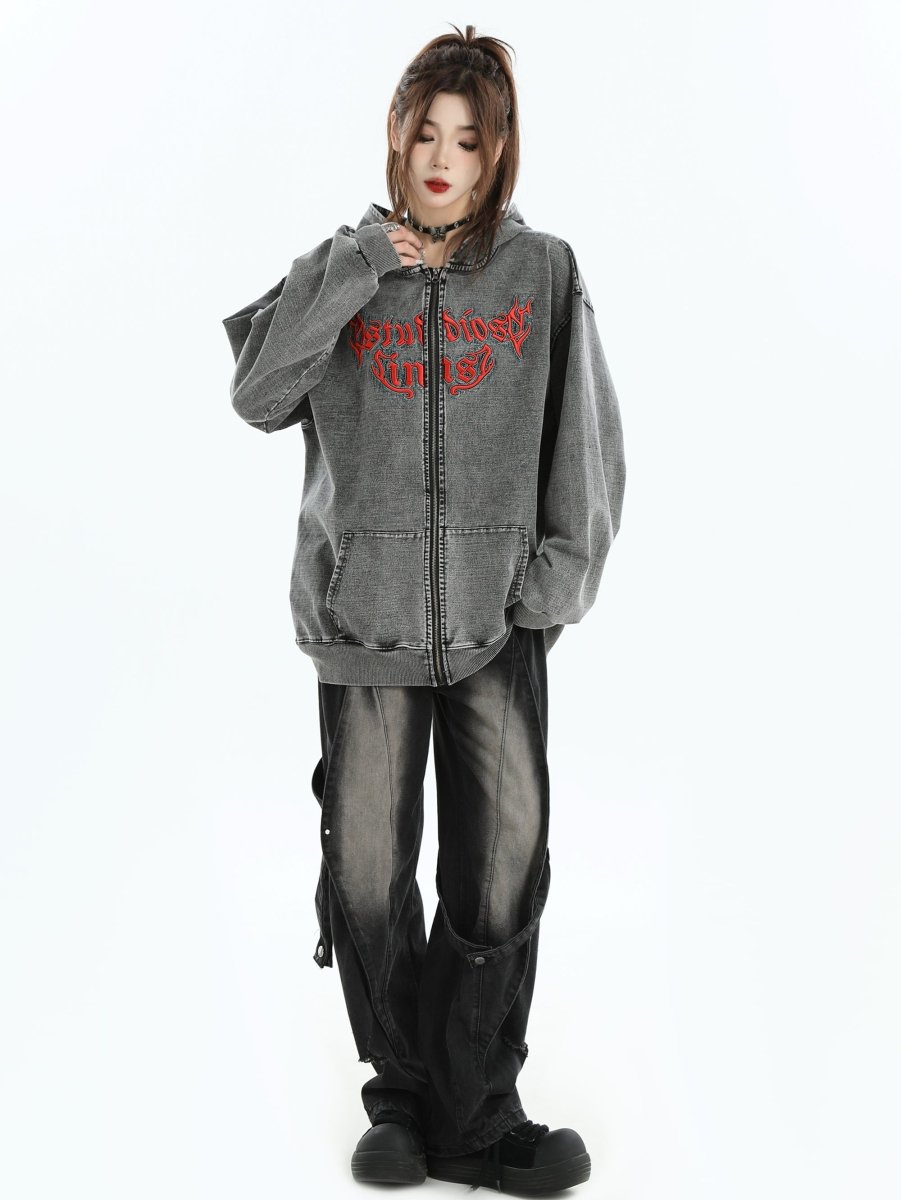 Maxct [Insstudios] Gothic Letter Logo Denim Jacket Na1631