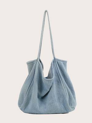 Side Pocket Corduroy Tote Bag - Women Tote Bags
