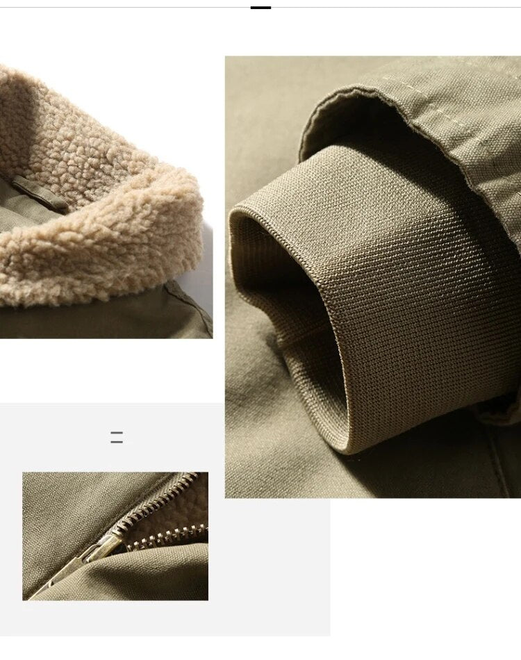 &Men's Fleece & Cashmere Lined ARMY Bomber Jacket