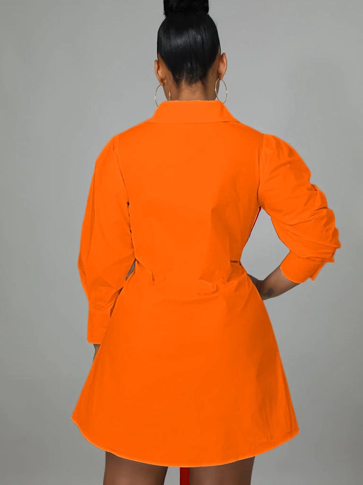 Lace Up Bow Shirt Mini Dress Maxct
