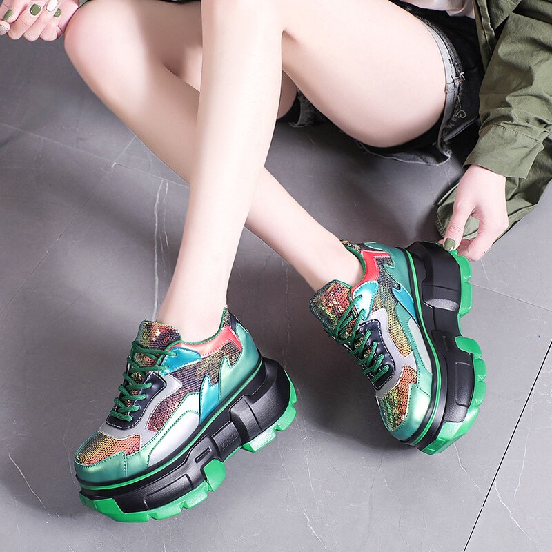 Women Chunky Sneakers - Metallic Bling Maxct