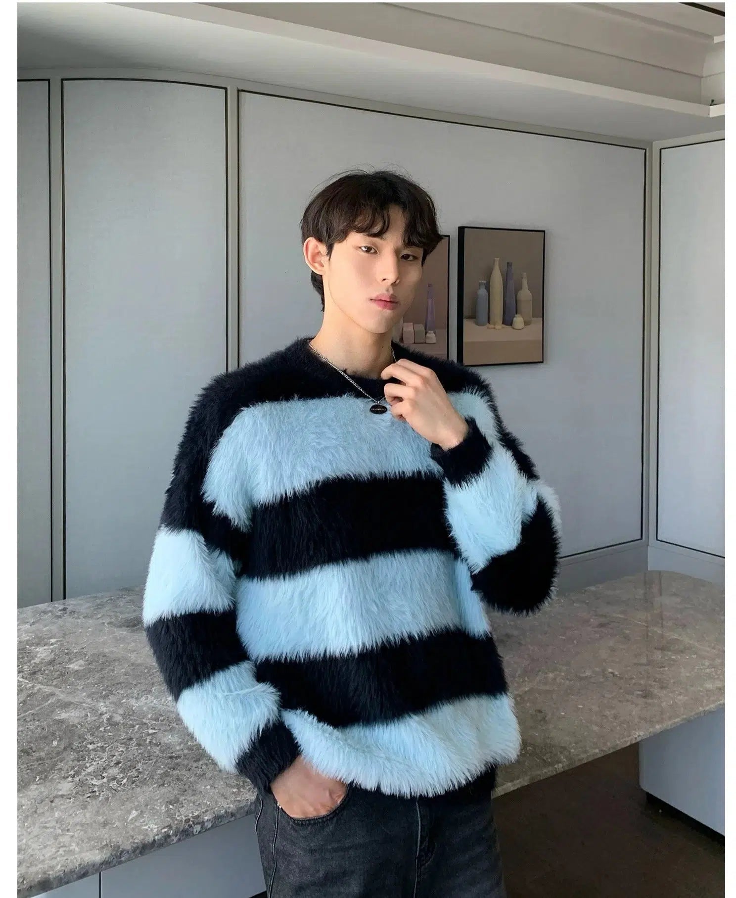 Maxct Striped Contrast Color Sweater