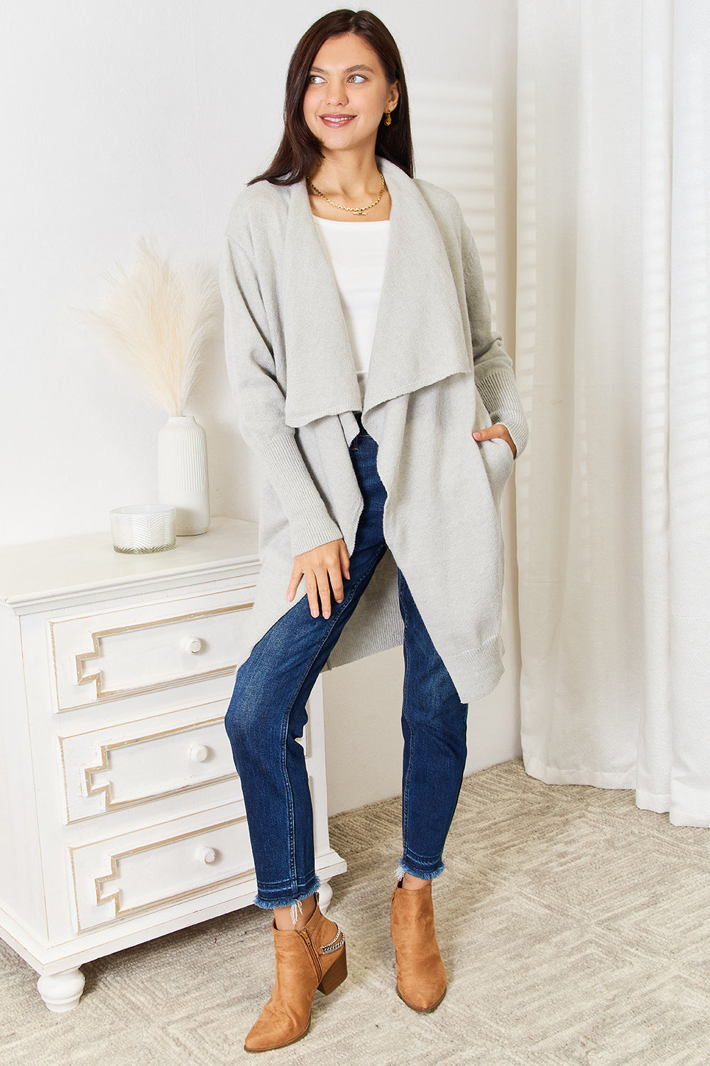 Maxct &Angel Wings Open Front Duster Cardigan with Pockets