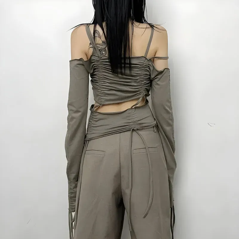 Maxct &Cut-Out Ruched Long Sleeve Top