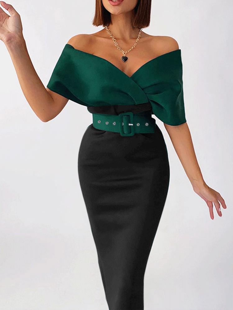 Off Shoulder Bodycon Midi Dress Maxct