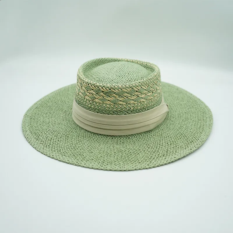 Straw Hat Japanese Style Black Brown Panama Women's Beach Big Brim