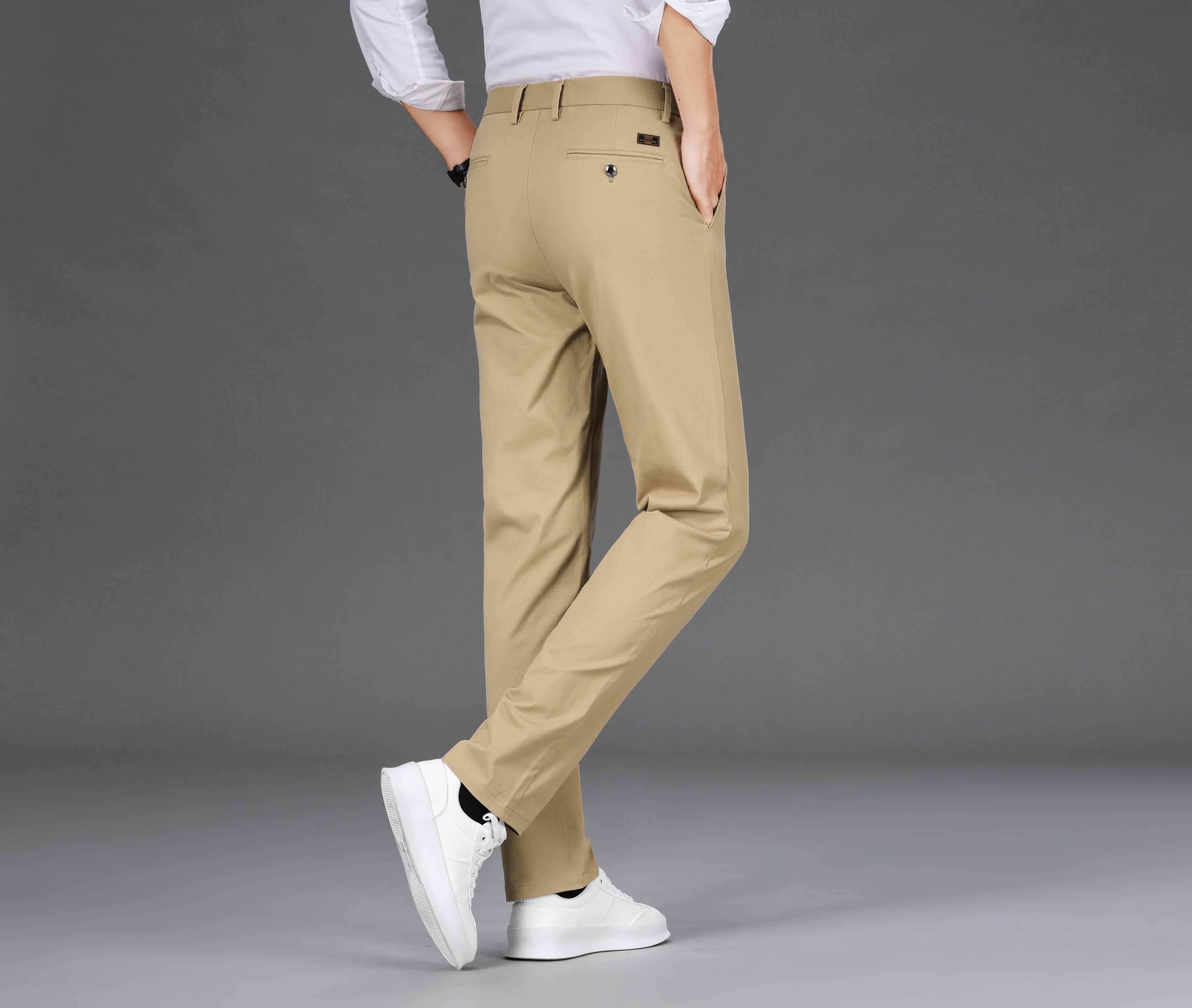 Men's Casual Pants For Fall Winter Business, Classic Design Stretch Dress Pants