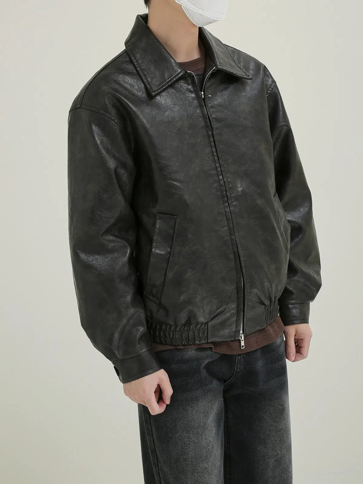 Maxct Vintage Zippered Leather Jacket