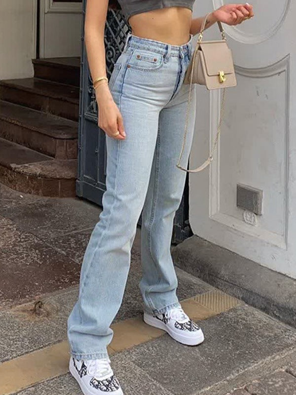 Light Wash Straight Boyfriend Jeans Maxct