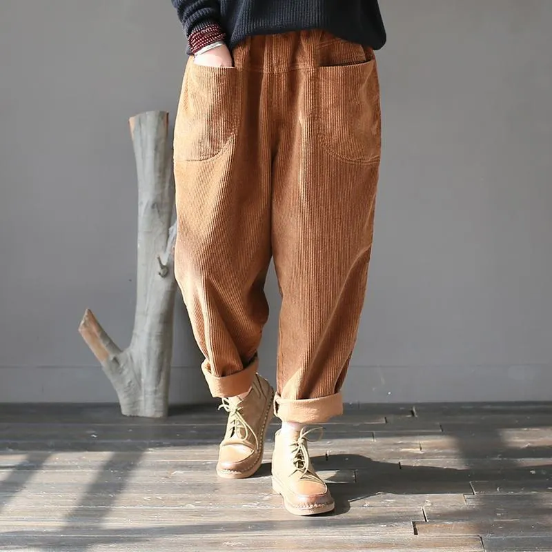 Maxct Cotton Corduroy Radish Pants Women Casual Harlan Pants