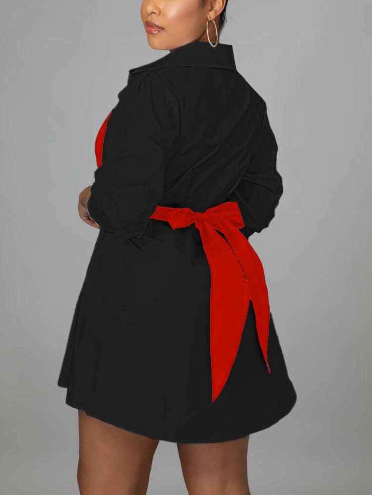 Lace Up Bow Shirt Mini Dress Maxct