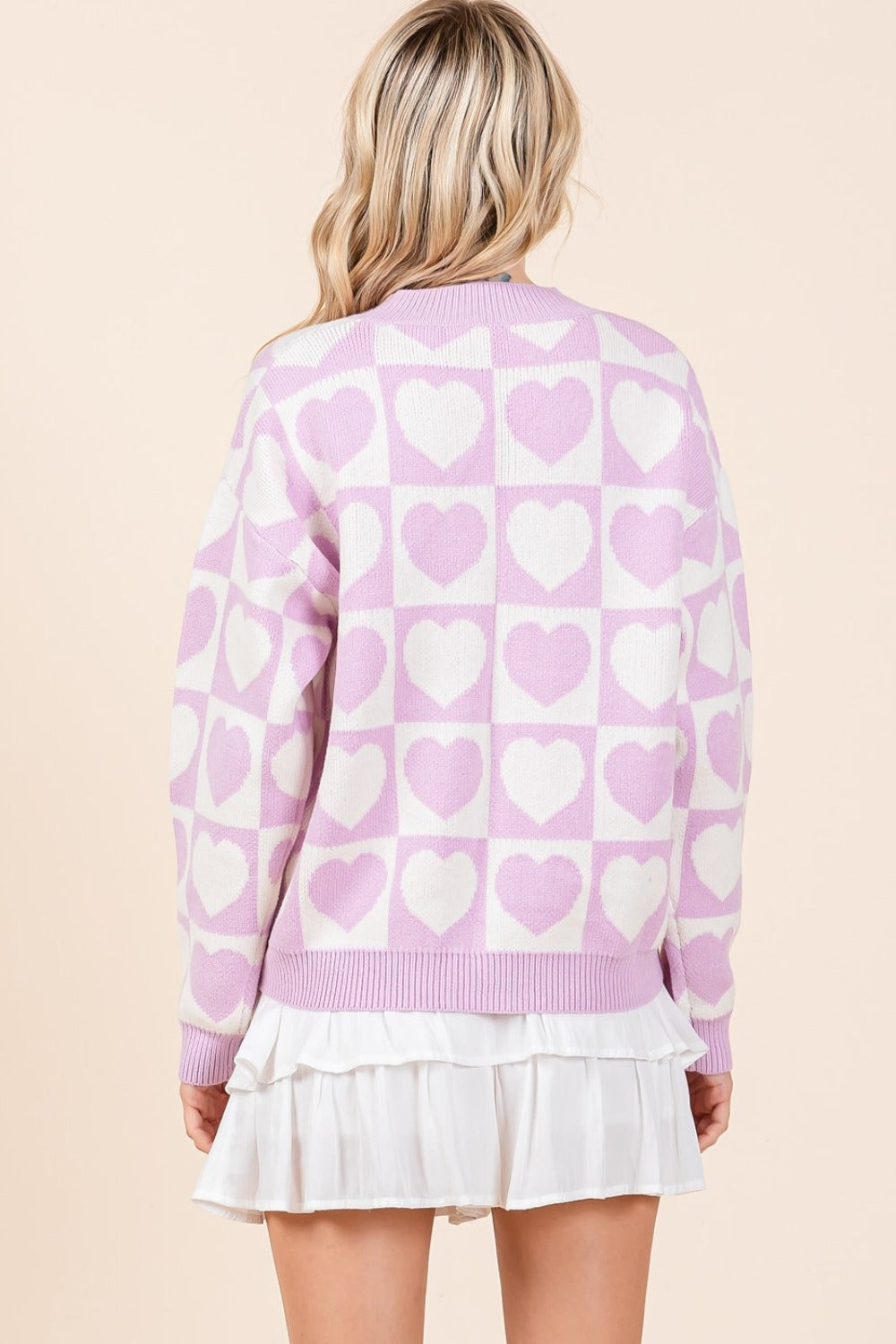 Maxct &Mittoshop Checkered Heart Button Down Cardigan