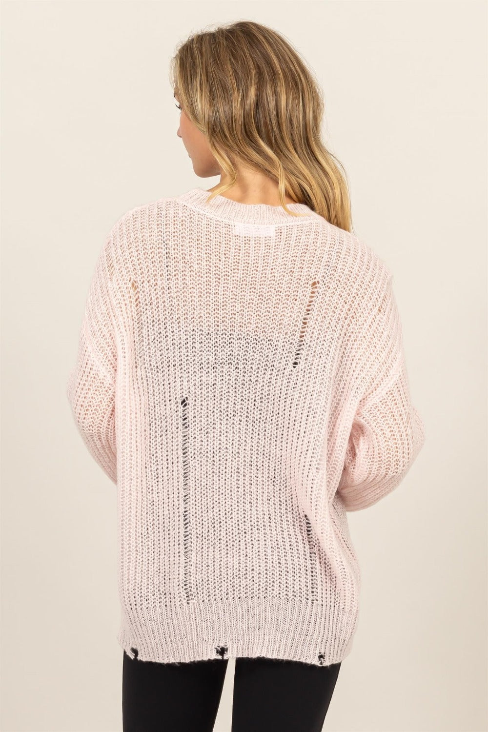 Maxct &HYFVE Distressed Long Sleeve Knit Top