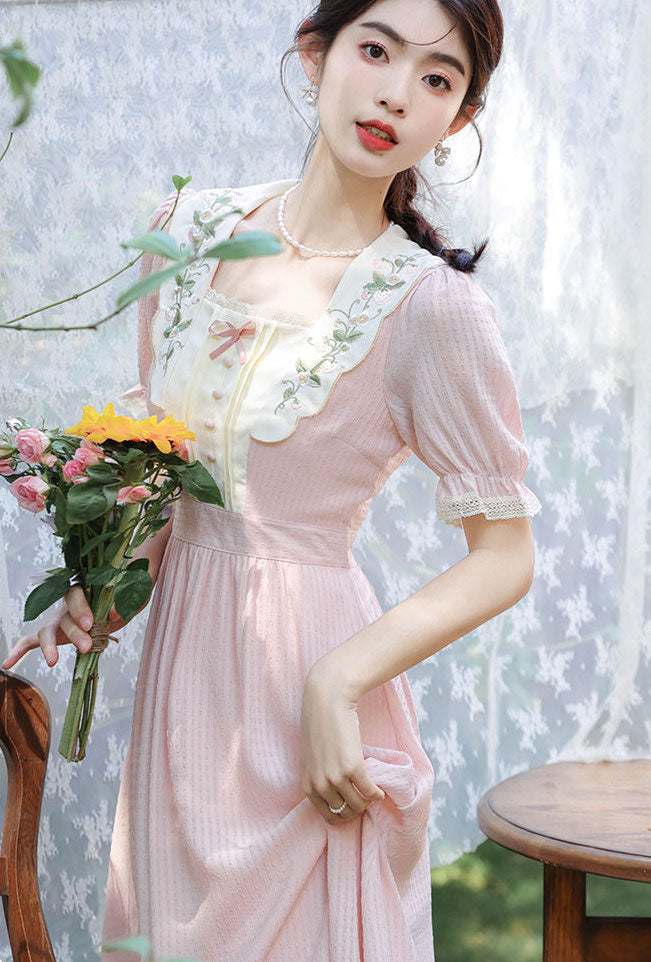 Sweet Floral Embroidered Midi Dress Maxct