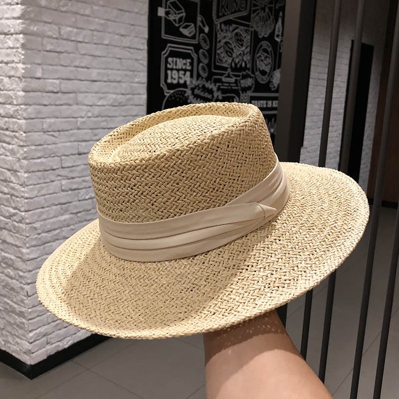 Internet Celebrity Ins Travel Wide Brim Flat Top Japanese Style Straw Hat