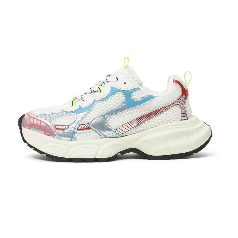 White Chunky Sneakers 5cm Leather Shoes Maxct