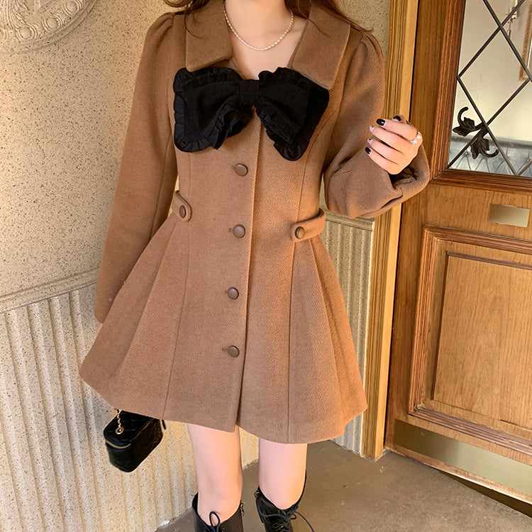 Sweet Bow Dress Coat Maxct