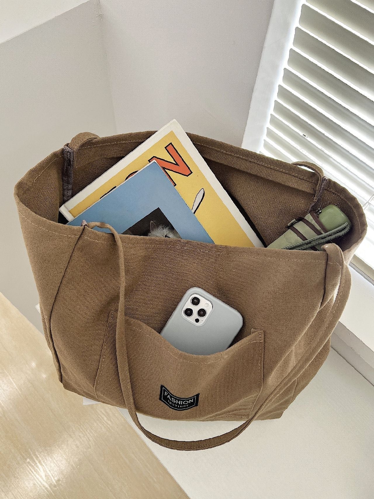 Maxct - Letter Patch Shoulder Tote Bag  - Women Tote Bags