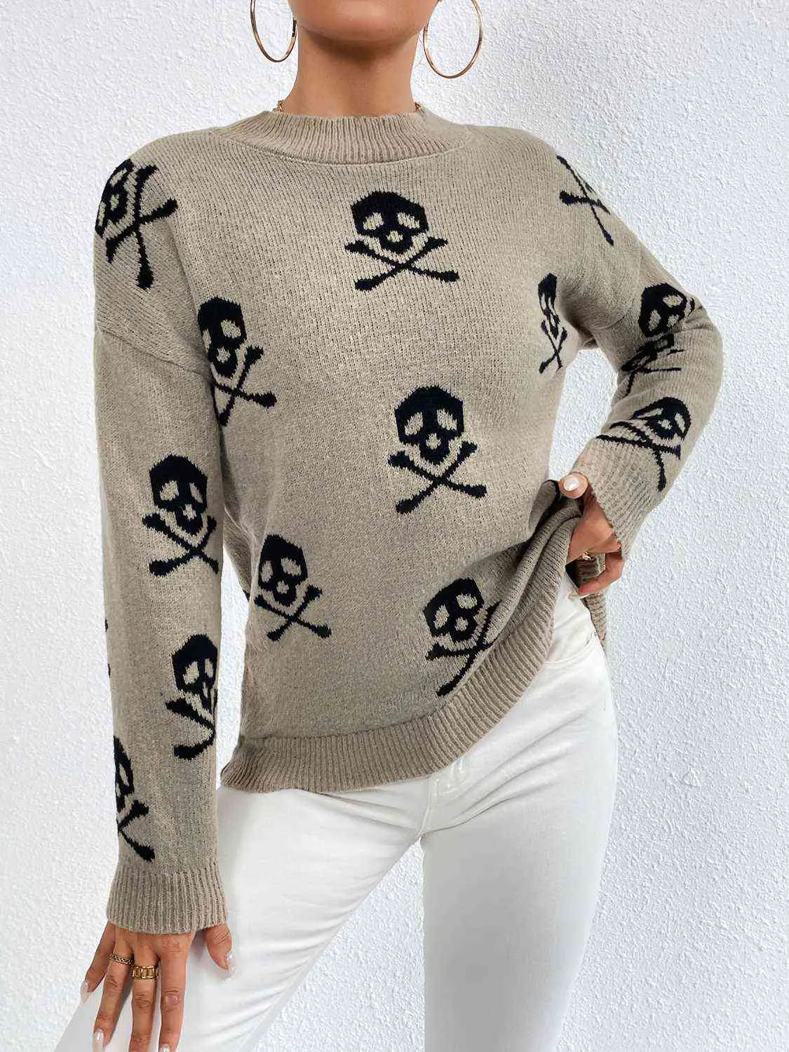 Maxct &Patterned Drop Shoulder Sweater
