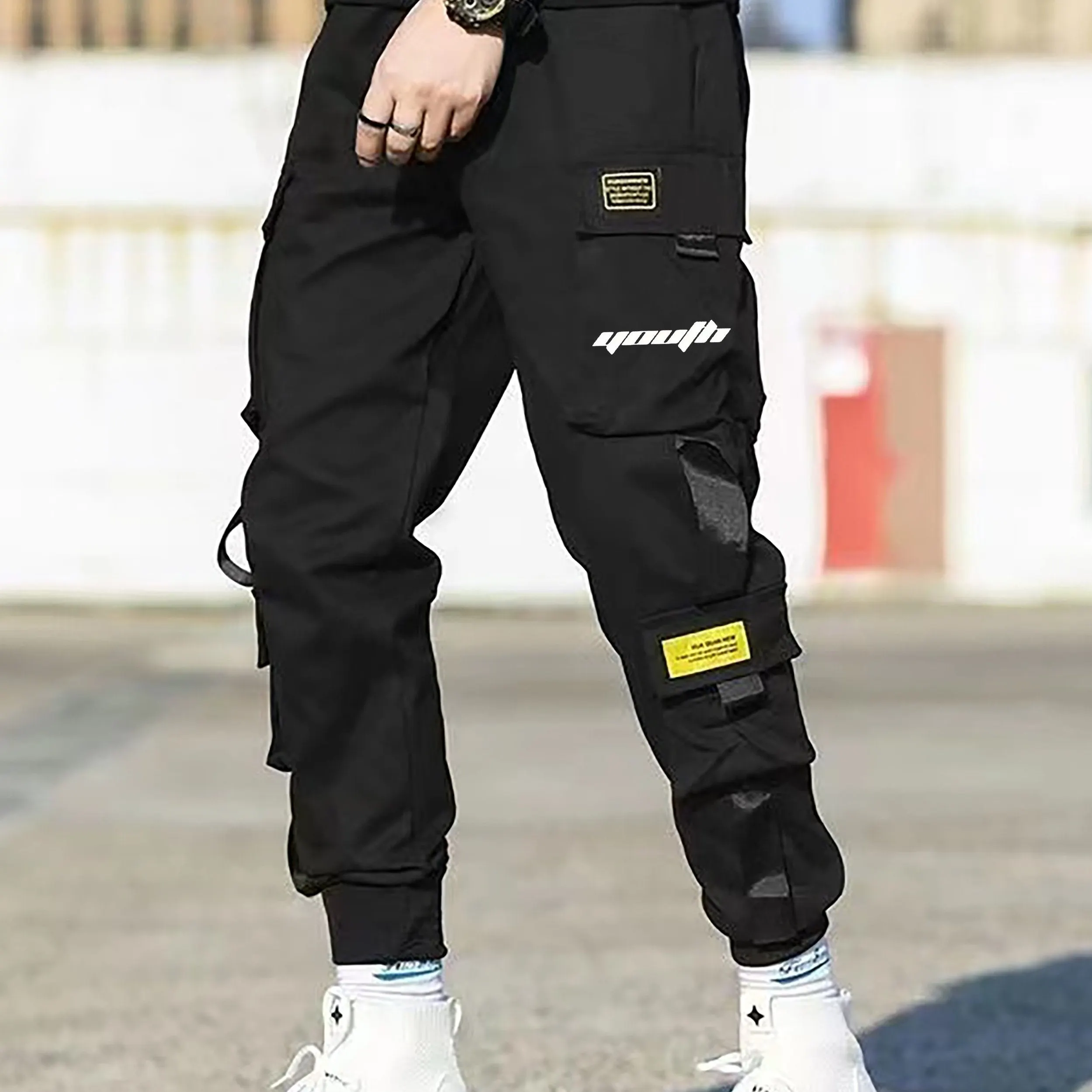 Maxct Classic Design Multi Flap Pockets Cargo Pants, Men's Casual Techwear Drawstring Cargo Pants Hip Hop Joggers For Autumn Summer Outdoor